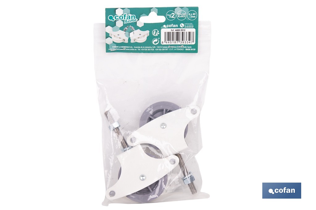 Tendedero de Ropa de 2 Poleas | Soporte en blanco y rueda en gris | Durabilidad y Funcionalidad - Cofan