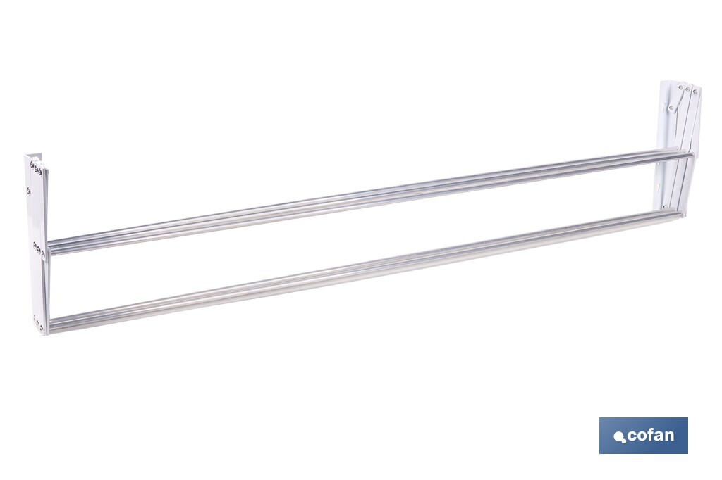 Tendedero de pared extensible en aluminio pulido | Medida: 100 cm | 5 Varillas con 5 metros de área de tendido | Ideal para Interiores y Exteriores - Cofan