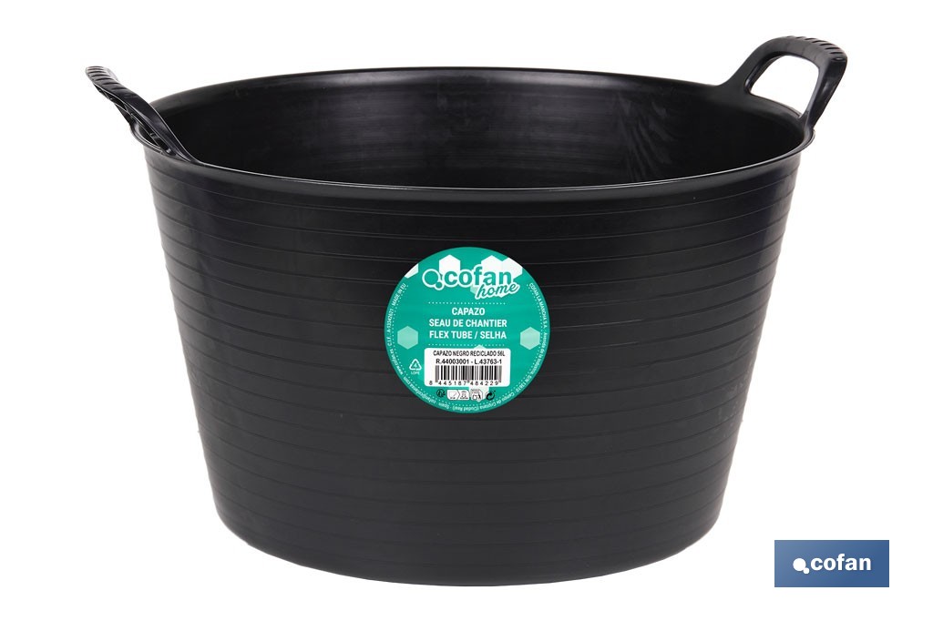 Capazo reciclado color negro | Polietileno reciclado | Disponible en diferentes capacidades - Cofan