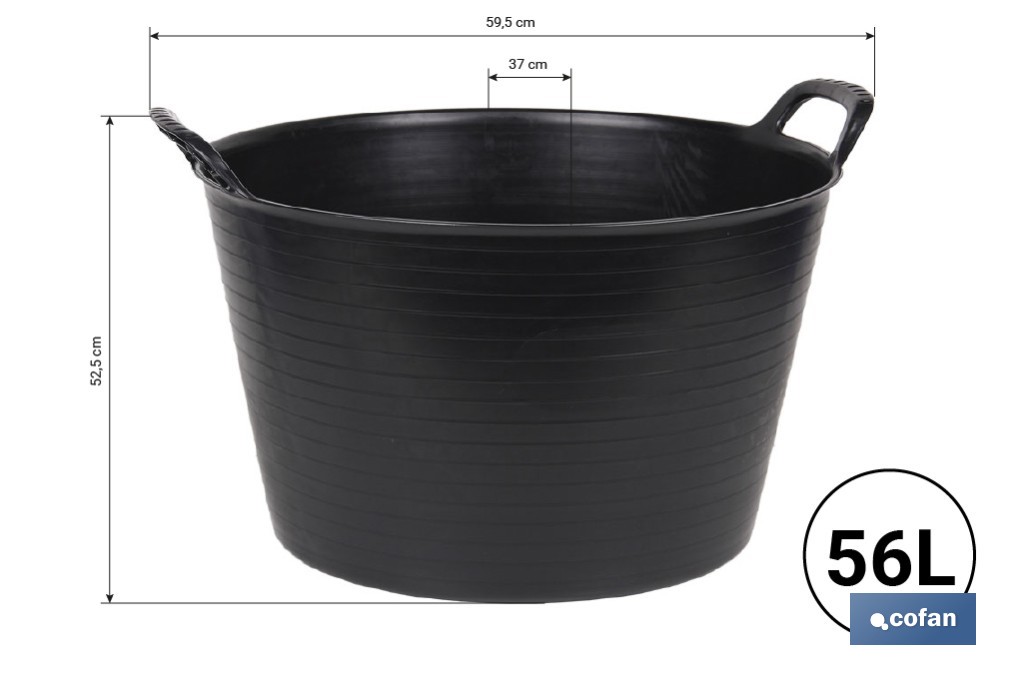 Capazo reciclado color negro | Polietileno reciclado | Disponible en diferentes capacidades - Cofan