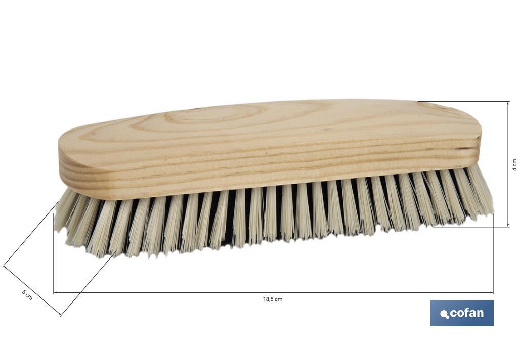 Cepillo de ropa con fibras de PVC | Cerdas suaves y resistentes | Mango ergonómico de madera | Longitud: 18,5 cm - Cofan