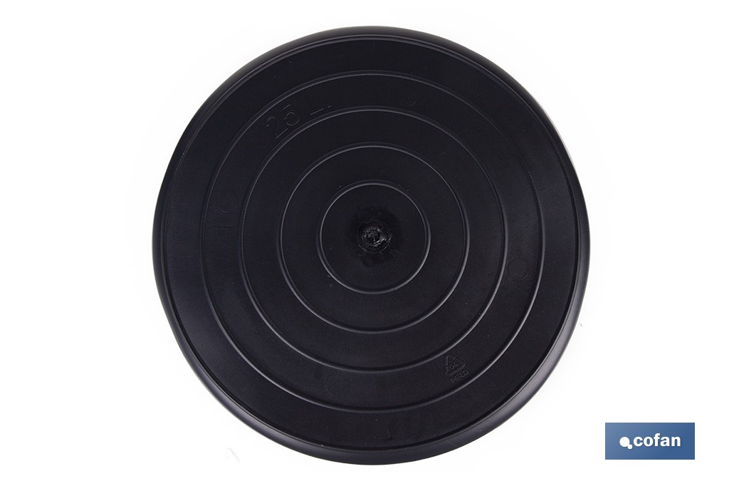 Capazo negro de polietileno reciclado con base plana estable | Adecuado para uso agrícola y construcción, poda, vendimia, apilable | Disponible en varias capacidades - Cofan