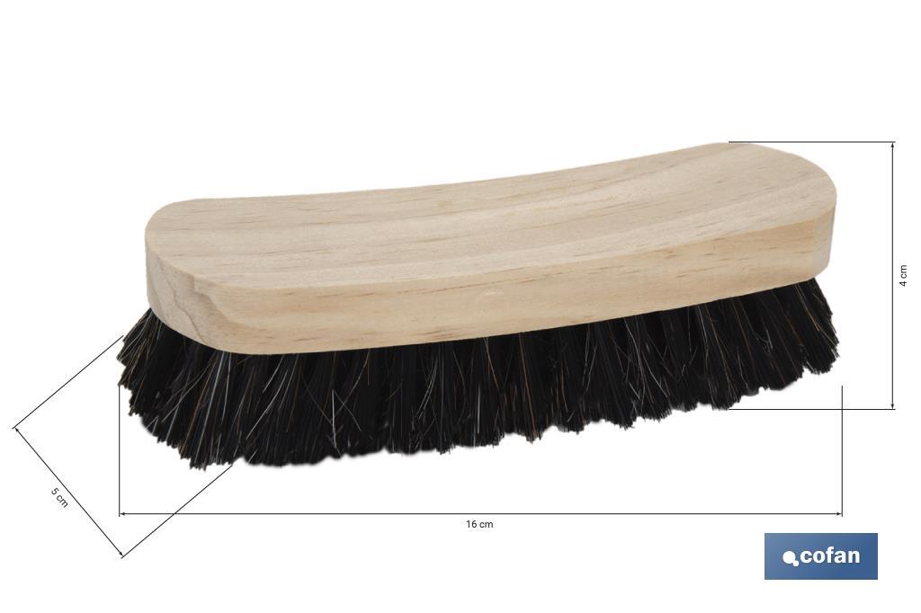 Cepillo para zapatos | Mango de madera de pino | Mezcla de cerdas naturales y sintéticas | Longitud: 16 cm - Cofan