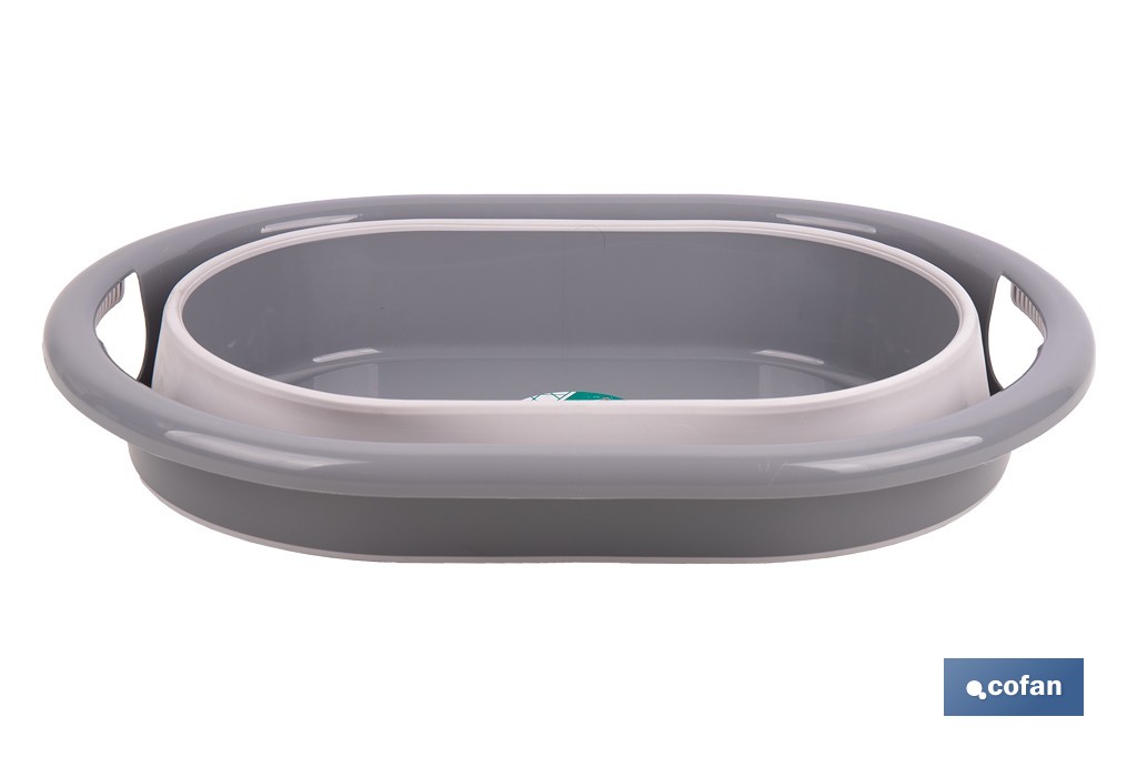 Barreño plegable con 18 litros de capacidad en color gris y blanco | Ahorro de espacio, fácil almacenamiento y transporte - Cofan