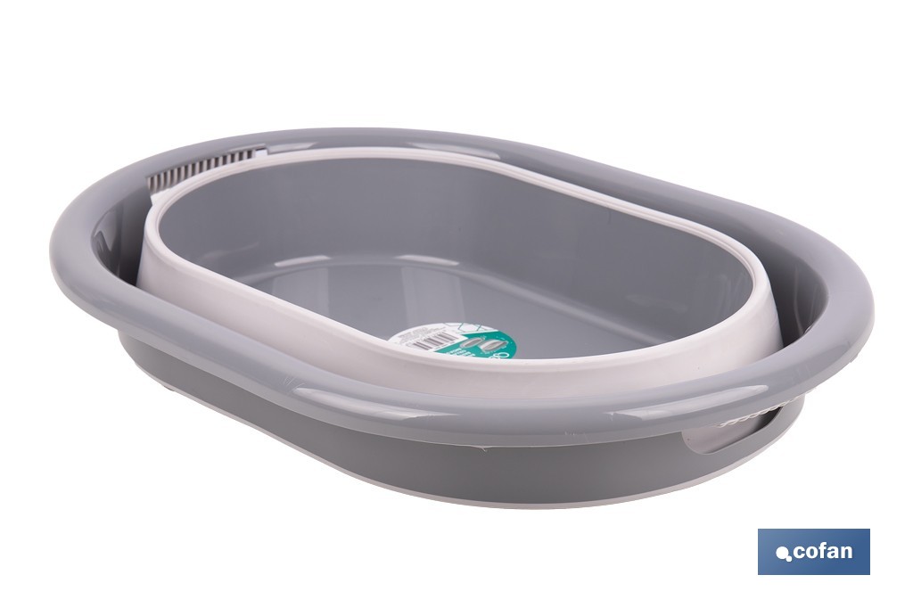 Barreño plegable con 18 litros de capacidad en color gris y blanco | Ahorro de espacio, fácil almacenamiento y transporte - Cofan