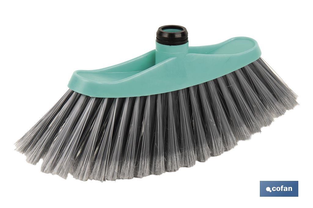 Sweeping brush | Polypropylene head | PVC bristles | Turquoise and grey | Size: 34 x 8 x 15cm - Cofan
