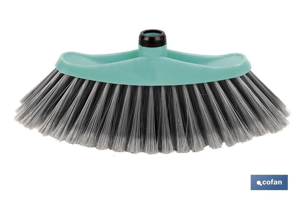 Sweeping brush | Polypropylene head | PVC bristles | Turquoise and grey | Size: 34 x 8 x 15cm - Cofan