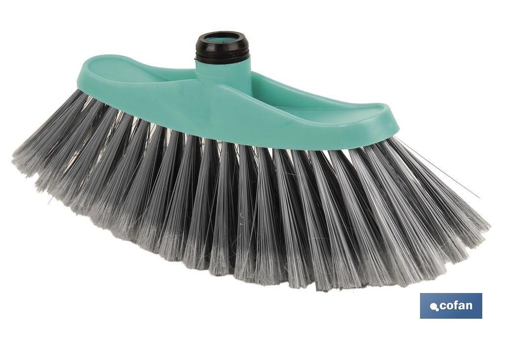 Sweeping brush | Polypropylene head | PVC bristles | Turquoise and grey | Size: 34 x 8 x 15cm - Cofan