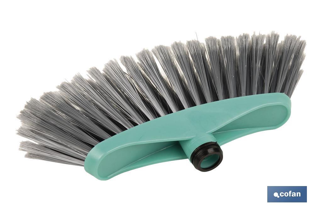 Sweeping brush | Polypropylene head | PVC bristles | Turquoise and grey | Size: 34 x 8 x 15cm - Cofan