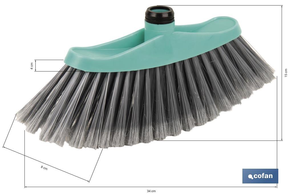 Sweeping brush | Polypropylene head | PVC bristles | Turquoise and grey | Size: 34 x 8 x 15cm - Cofan