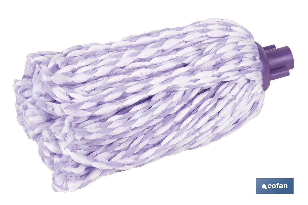 Fregona de microfibra trenzada | Rosca universal | 30 % más de absorción, volumen y ligereza | Secado rápido para una limpieza impecable - Cofan