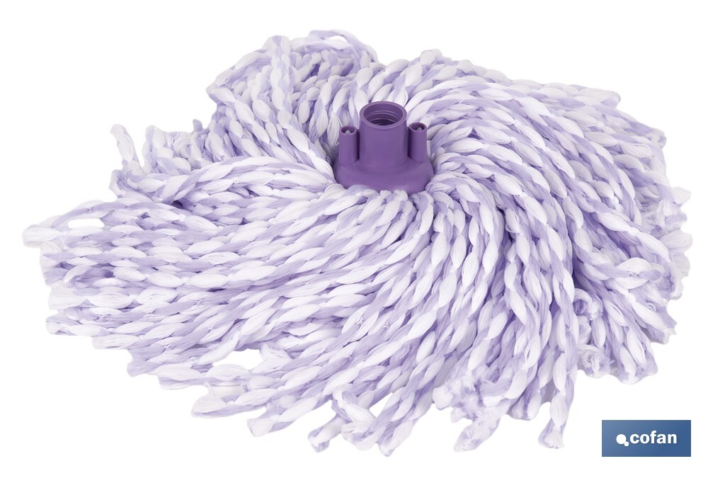 Fregona de microfibra trenzada | Rosca universal | 30 % más de absorción, volumen y ligereza | Secado rápido para una limpieza impecable - Cofan