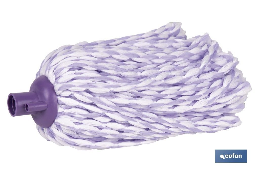 Fregona de microfibra trenzada | Rosca universal | 30 % más de absorción, volumen y ligereza | Secado rápido para una limpieza impecable - Cofan