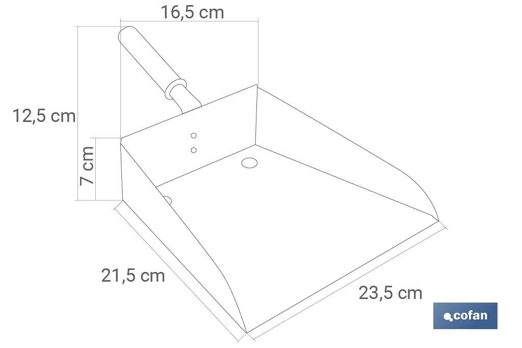 Recogedor metálico con mango corto | Material: chapa galvanizada | Altura total de 7 cm - Cofan