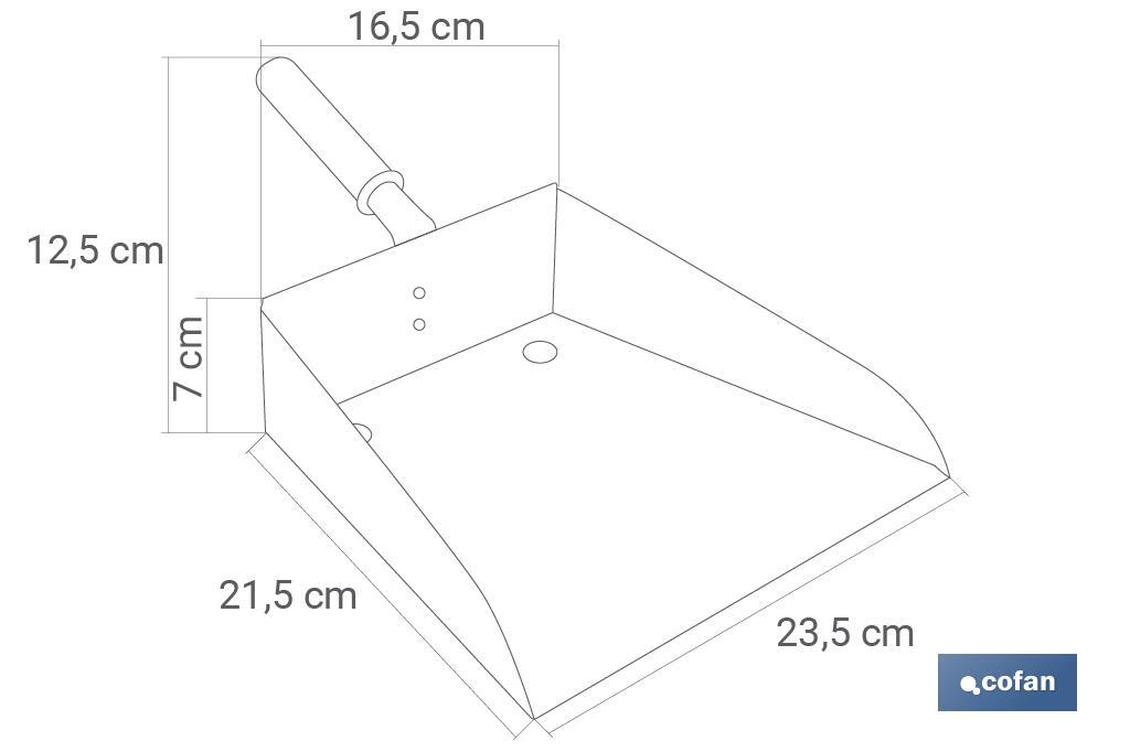 Recogedor metálico con mango corto | Material: chapa galvanizada | Altura total de 7 cm - Cofan
