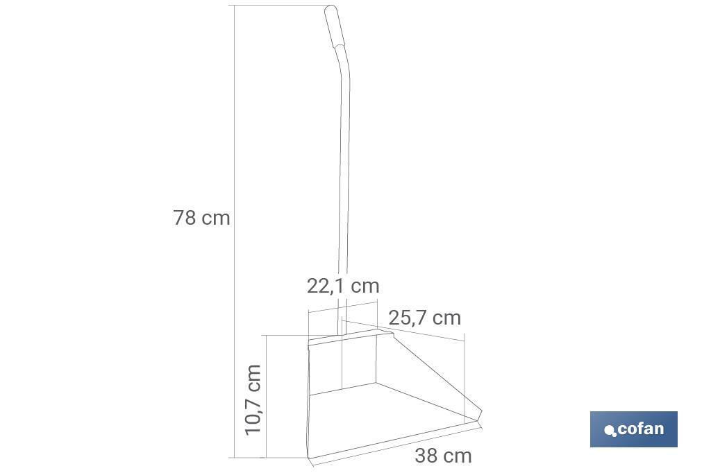 Recogedor metálico industrial con mango curvo | Borde de goma | Material: chapa galvanizada | Resistente y duradero - Cofan