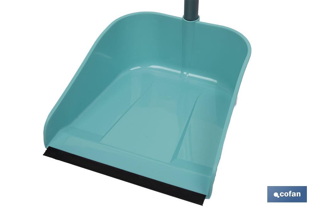 Recogedor fijo con borde de goma | Mango Metálico | Color: Verde agua - Cofan