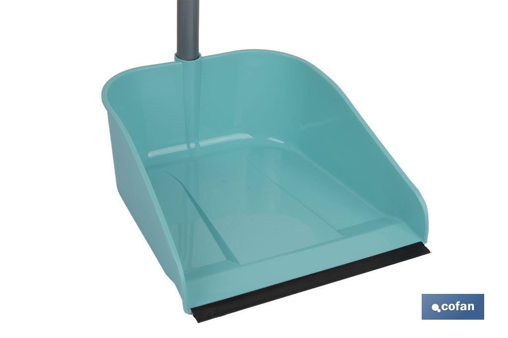 Recogedor fijo con borde de goma | Mango Metálico | Color: Verde agua - Cofan