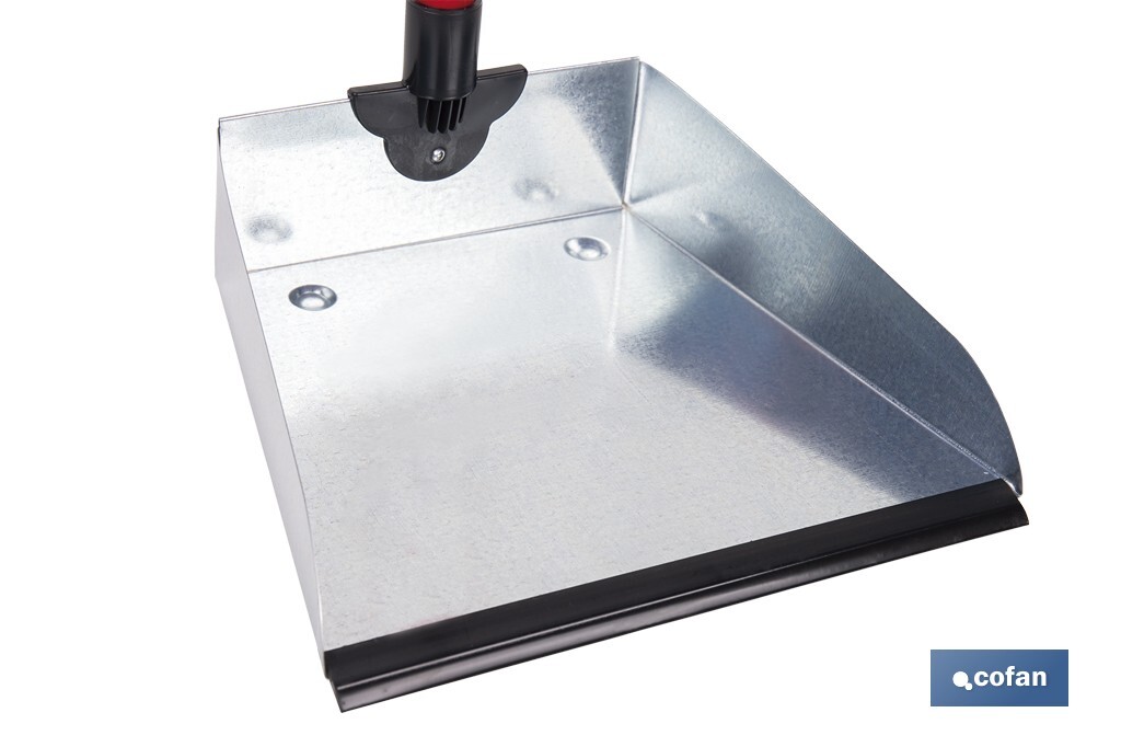 Recogedor metálico | Chapa galvanizada | Palo de rosca incluido | Durabilidad y limpieza profesional | Medidas: 83 x 24 cm - Cofan