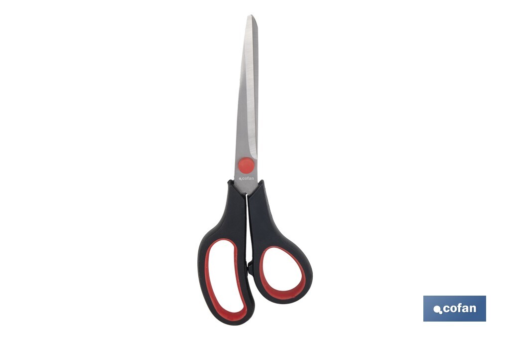 Tijeras multiusos con mango bimaterial | Hojas de acero inoxidable | Adecuadas para tela, papel, plástico | Longitud: 21,5 cm - Cofan