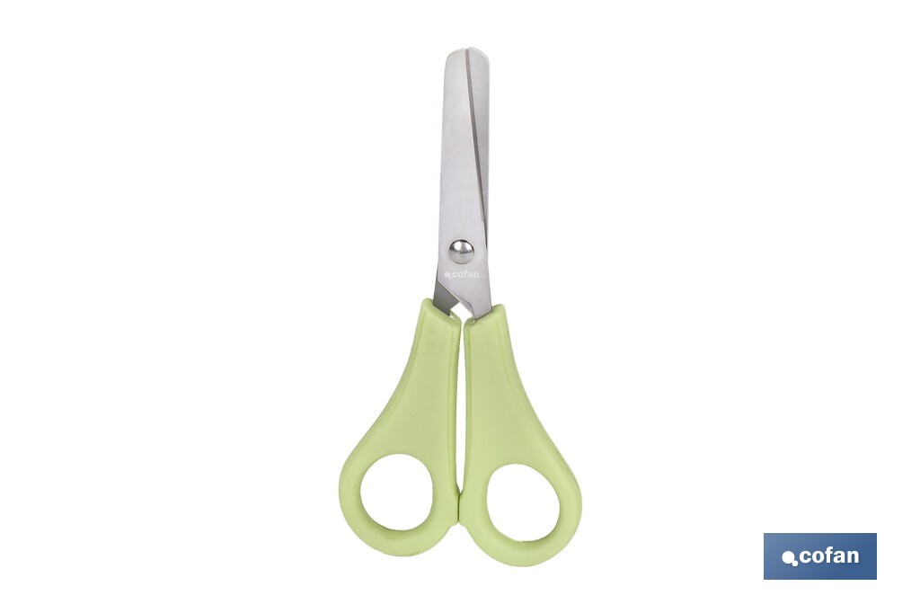 Tijeras escolares con punta redonda | Inlcuye escala de medición | Ideal para niños y tareas escolares | Longitud: 13,3 cm - Cofan