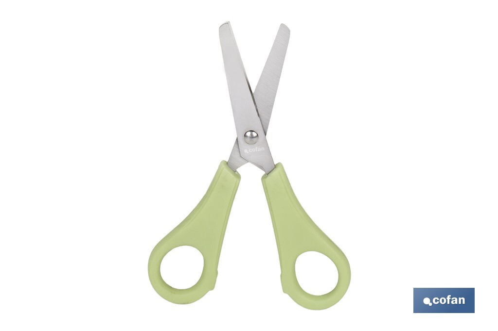 Tijeras escolares con punta redonda | Inlcuye escala de medición | Ideal para niños y tareas escolares | Longitud: 13,3 cm - Cofan