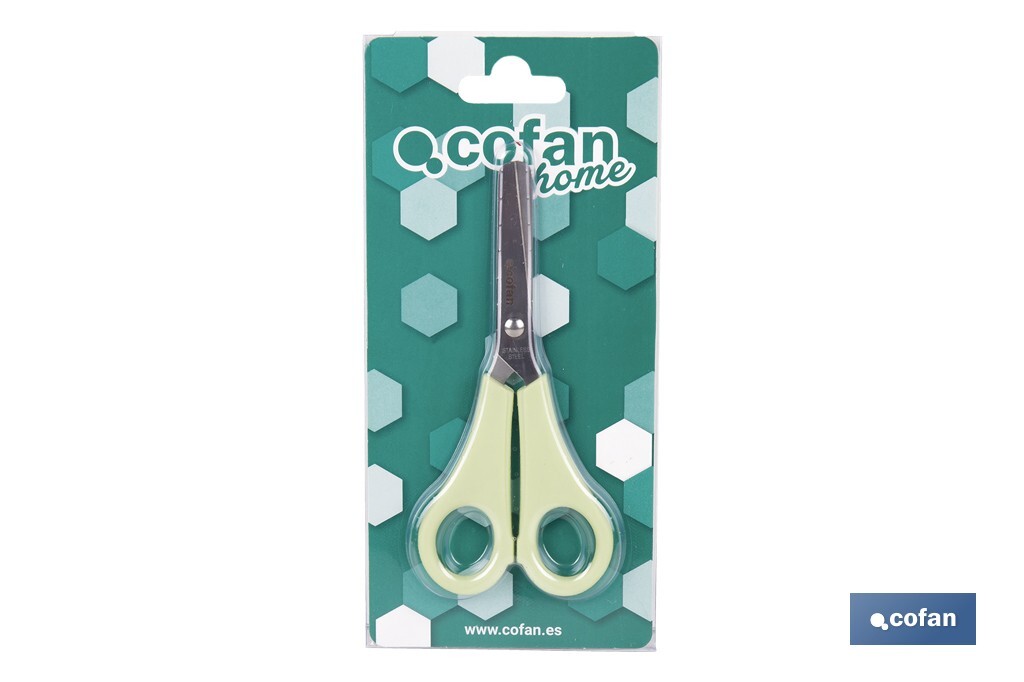 Tijeras escolares con punta redonda | Inlcuye escala de medición | Ideal para niños y tareas escolares | Longitud: 13,3 cm - Cofan