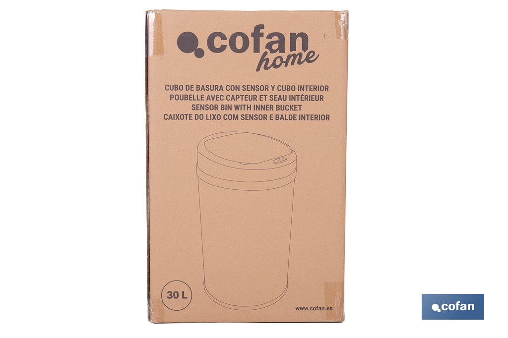 Cubo de basura con sensor de movimiento | Apertura automática y cubo interior extraíble | Disponible en diferentes colores y capacidades - Cofan
