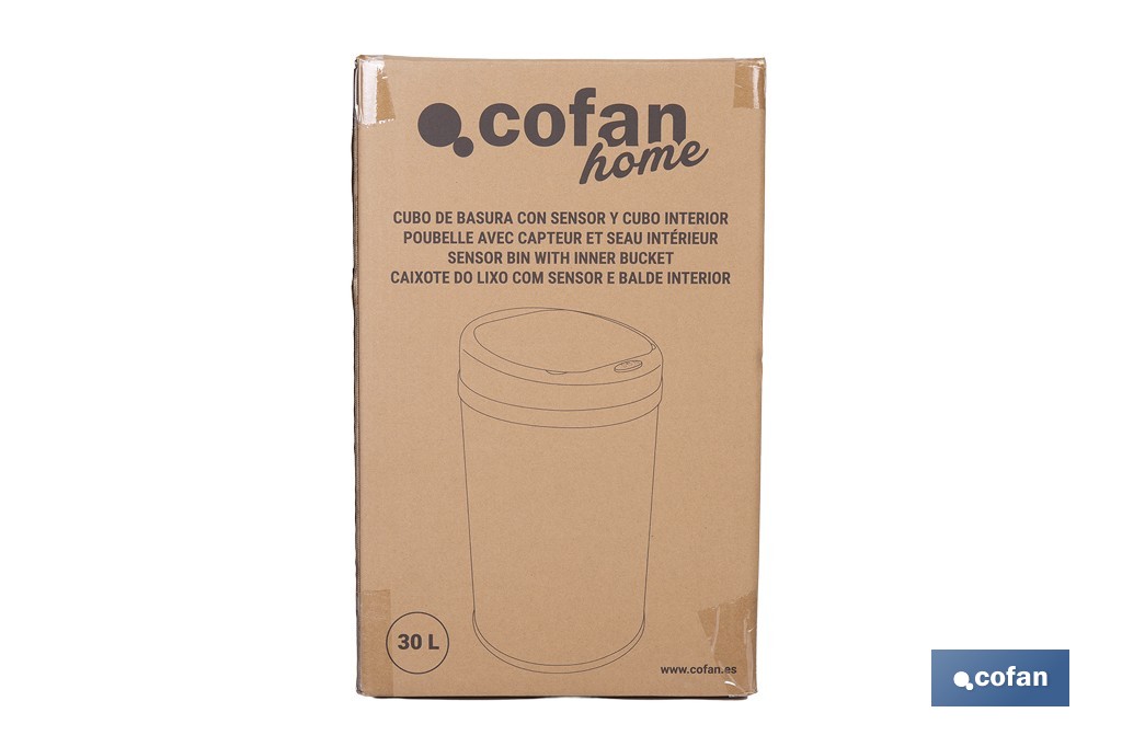 Cubo de basura con sensor de movimiento | Apertura automática y cubo interior extraíble | Disponible en diferentes colores y capacidades - Cofan