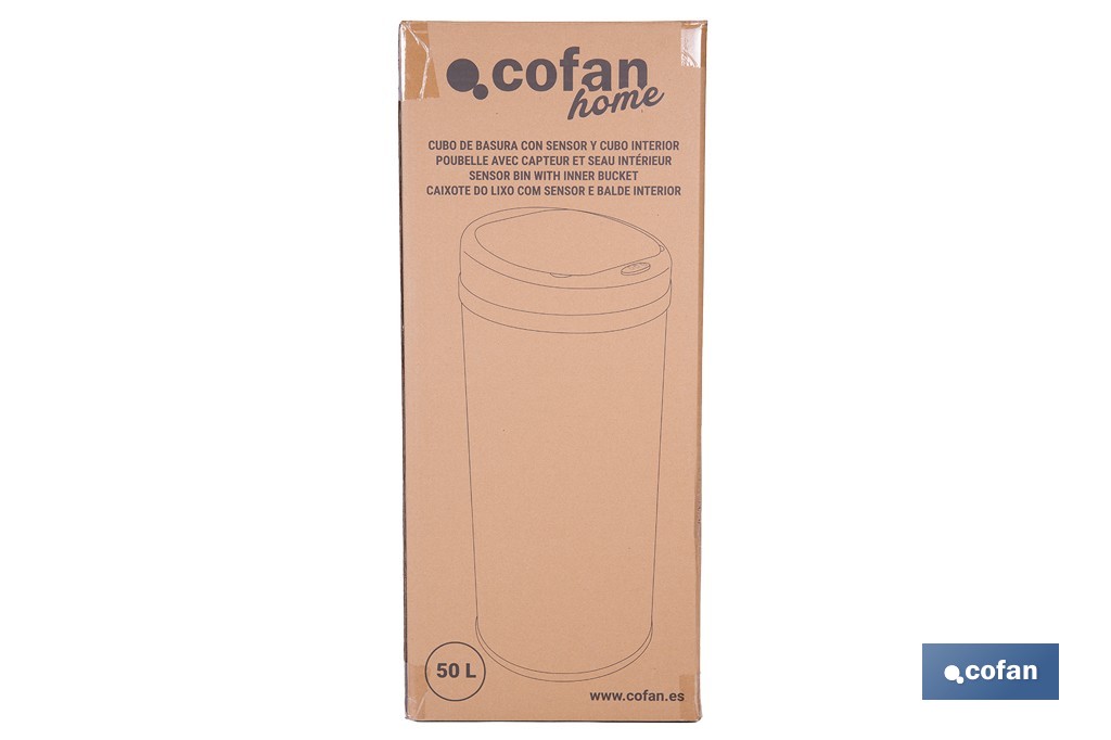 Cubo de basura con sensor de movimiento | Apertura automática y cubo interior extraíble | Disponible en diferentes colores y capacidades - Cofan