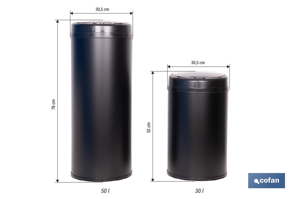 Cubo de basura con sensor de movimiento | Apertura automática y cubo interior extraíble | Disponible en diferentes colores y capacidades - Cofan