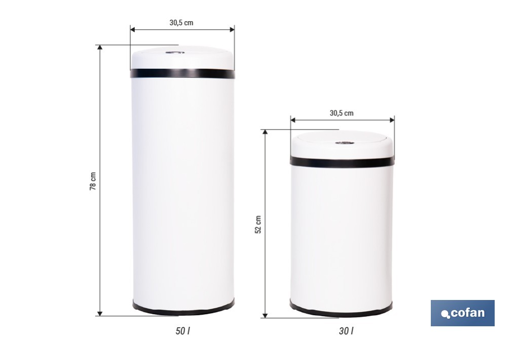 Cubo de basura con sensor de movimiento | Apertura automática y cubo interior extraíble | Disponible en diferentes colores y capacidades - Cofan