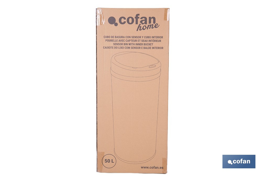 Cubo de basura con sensor de movimiento | Apertura automática y cubo interior extraíble | Disponible en diferentes colores y capacidades - Cofan