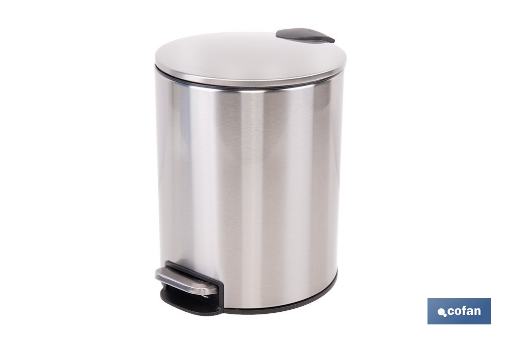 Cubo de basura de acero con pedal y cubo interior | Papelera metálica para baño y cocina | Recubrimiento antihuellas | Disponible en diferentes capacidades - Cofan