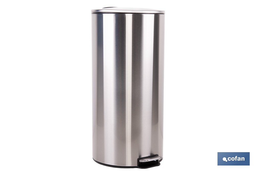 Cubo de basura de acero con pedal y cubo interior | Papelera metálica para baño y cocina | Recubrimiento antihuellas | Disponible en diferentes capacidades - Cofan