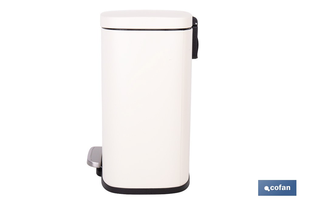 Cubo de basura beige con pedal y cubo interior | Papelera metálica para baño y cocina con cierre suave | Recubrimiento antihuellas | Disponible en diferentes capacidades - Cofan