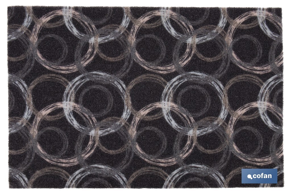 Felpudo de entrada con círculos | Material resistente | Base antideslizante | Adecuado para interior y exterior | Medidas: 50 x 70 cm - Cofan