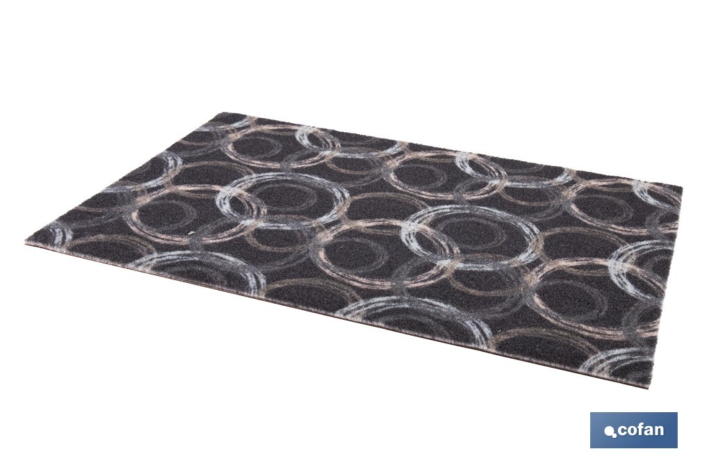 Felpudo de entrada con círculos | Material resistente | Base antideslizante | Adecuado para interior y exterior | Medidas: 50 x 70 cm - Cofan
