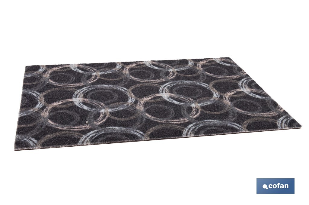 Felpudo de entrada con círculos | Material resistente | Base antideslizante | Adecuado para interior y exterior | Medidas: 50 x 70 cm - Cofan