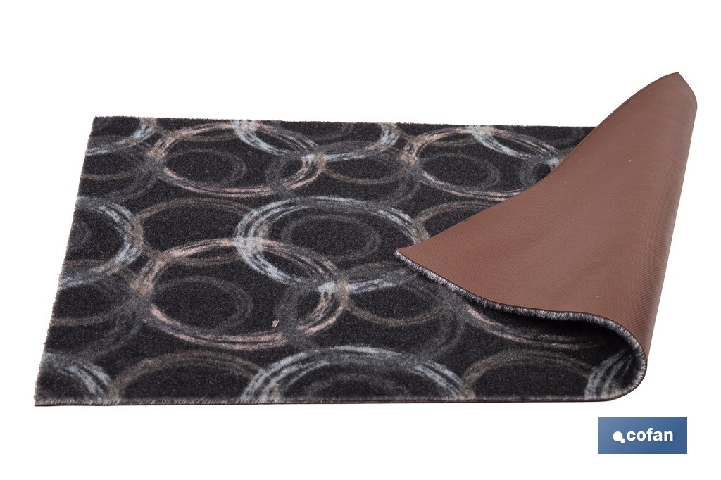 Felpudo de entrada con círculos | Material resistente | Base antideslizante | Adecuado para interior y exterior | Medidas: 50 x 70 cm - Cofan