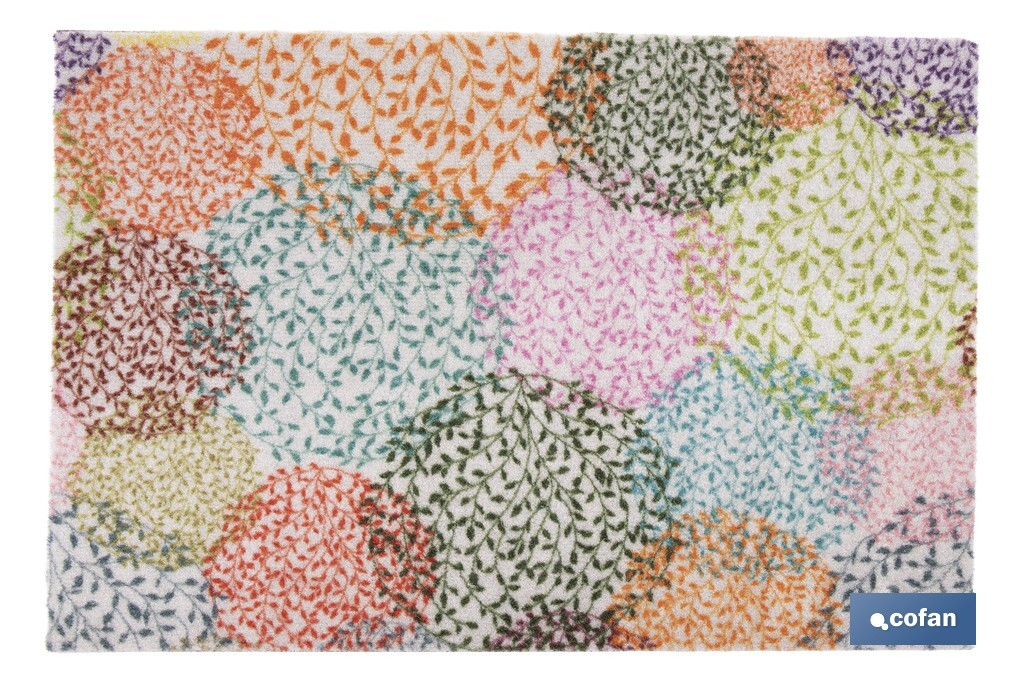 Felpudo de entrada con diseño abstracto de círculos multicolor | Material resistente | Base antideslizante | Diseño abstracto con círculos multicolor | Adecuado para interior y exterior | Medidas: 50 x 70 cm - Cofan