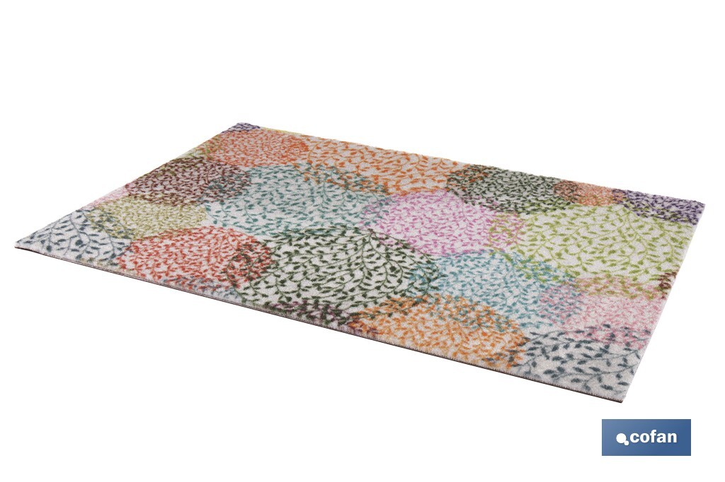 Felpudo de entrada con diseño abstracto de círculos multicolor | Material resistente | Base antideslizante | Diseño abstracto con círculos multicolor | Adecuado para interior y exterior | Medidas: 50 x 70 cm - Cofan