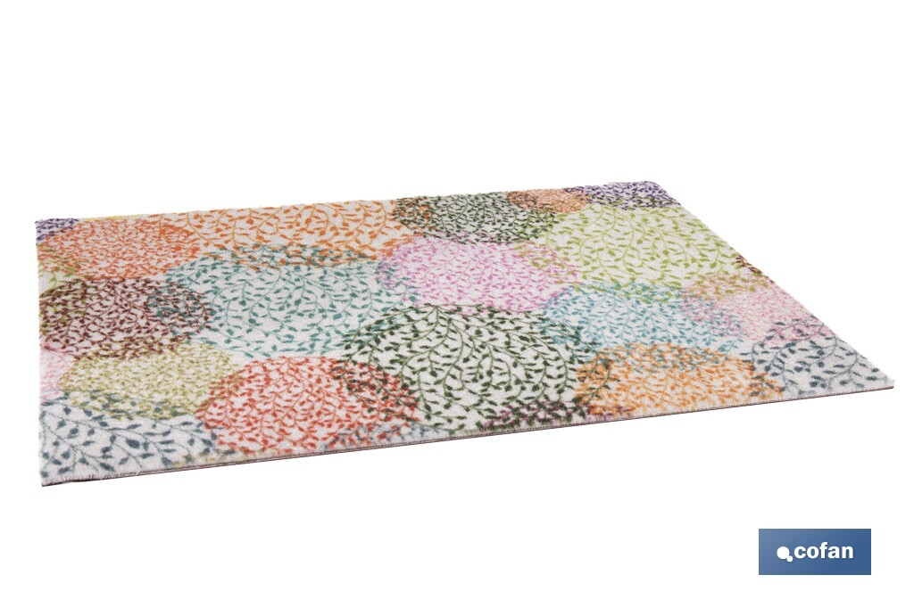 Felpudo de entrada con diseño abstracto de círculos multicolor | Material resistente | Base antideslizante | Diseño abstracto con círculos multicolor | Adecuado para interior y exterior | Medidas: 50 x 70 cm - Cofan