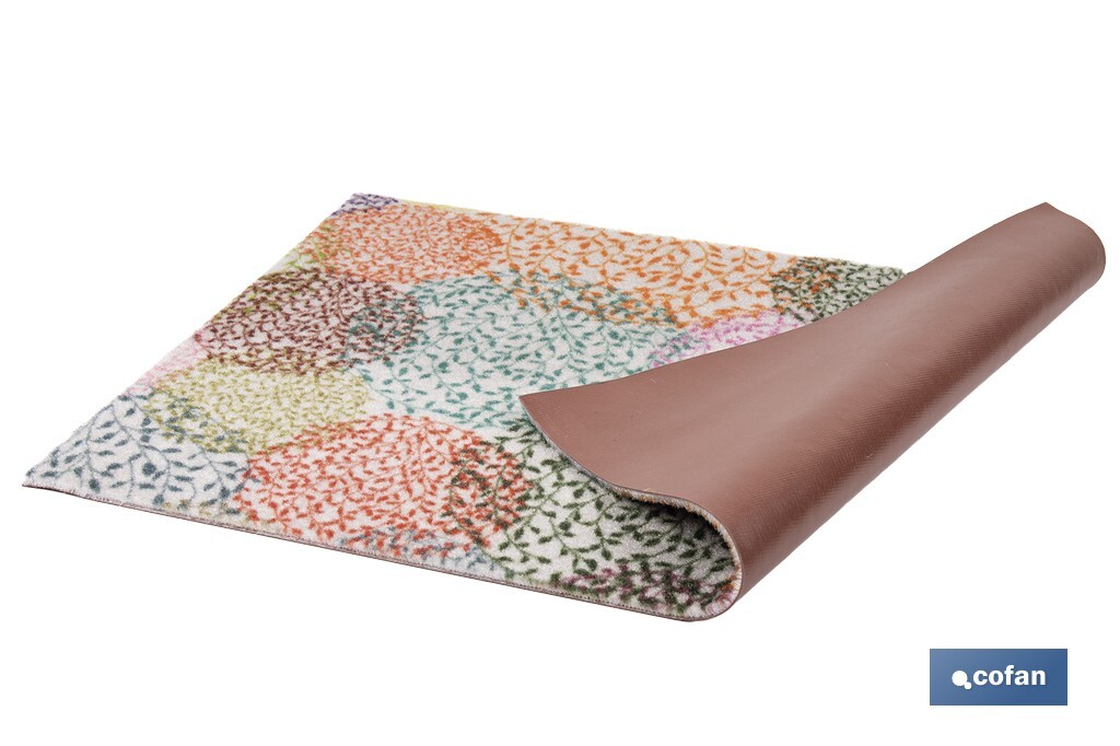 Felpudo de entrada con diseño abstracto de círculos multicolor | Material resistente | Base antideslizante | Diseño abstracto con círculos multicolor | Adecuado para interior y exterior | Medidas: 50 x 70 cm - Cofan
