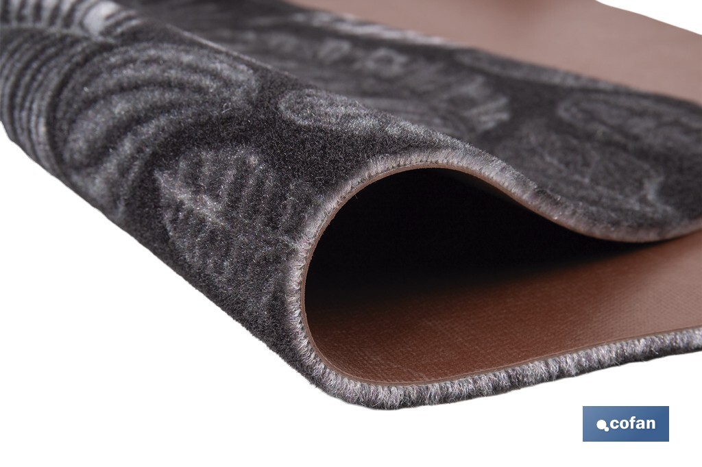 Felpudo de entrada con diseño de hojas en tonos oscuros | Material resistente | Base antideslizante | Adecuado para interior y exterior | Medidas: 50 x 70 cm - Cofan