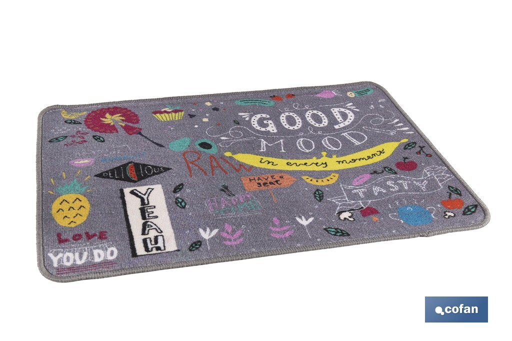 Felpudo antideslizante para entrada casa | Adecuado para interior y exterior | Material resistente | Diseño Good Mood | Medidas: 50 x 70 cm - Cofan