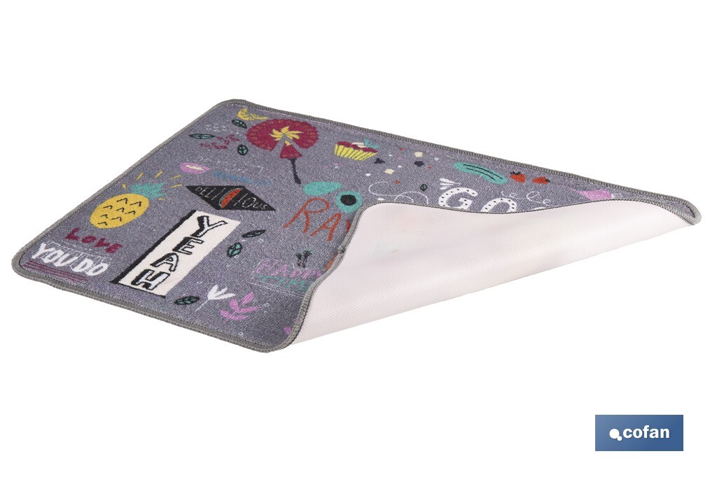 Felpudo antideslizante para entrada casa | Adecuado para interior y exterior | Material resistente | Diseño Good Mood | Medidas: 50 x 70 cm - Cofan