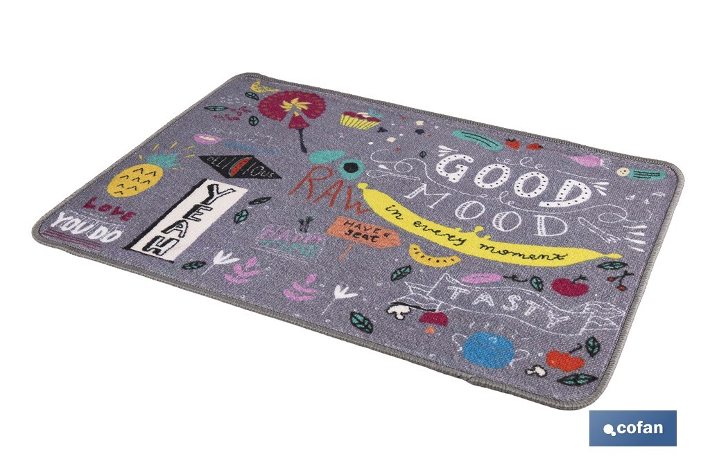 Felpudo antideslizante para entrada casa | Adecuado para interior y exterior | Material resistente | Diseño Good Mood | Medidas: 50 x 70 cm - Cofan