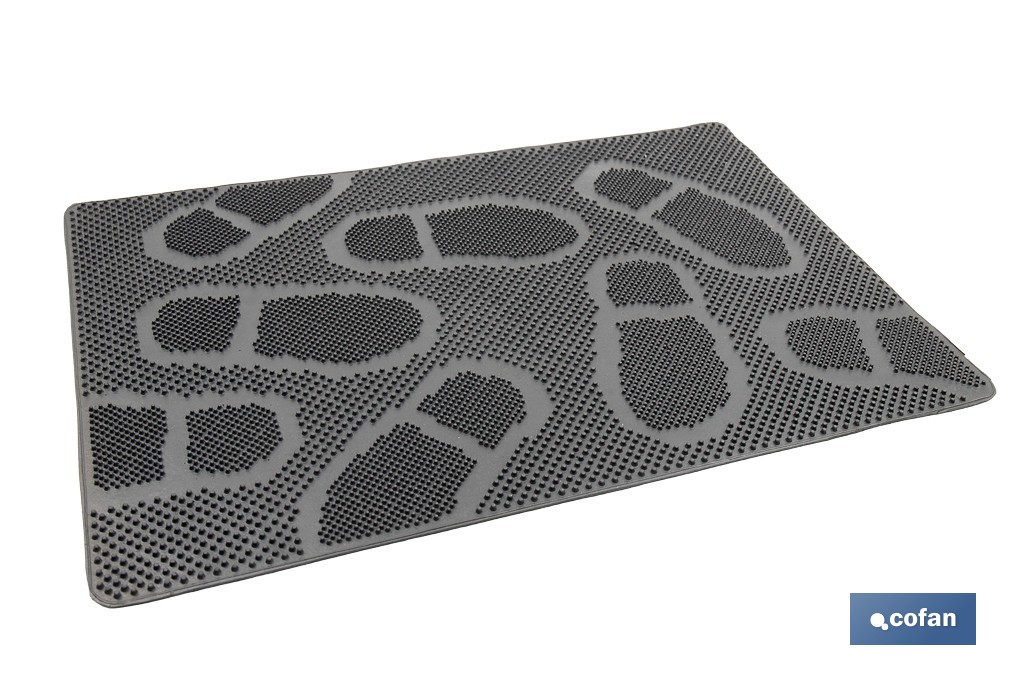 Felpudo de entrada con diseño de huellas | Adecuado para interior y exterior | 100 % caucho | Medidas: 40 x 60 cm - Cofan