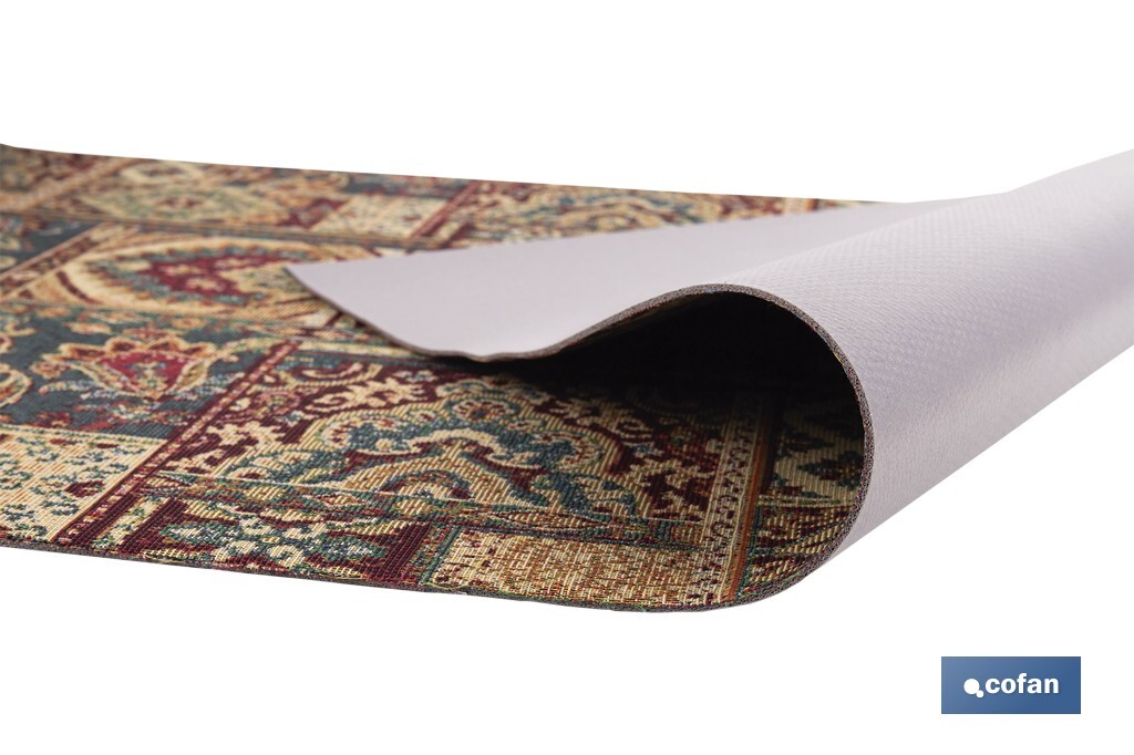 Rollo de alfombra vinílica para interior | Diseño con estampado de Oriente | Impermeable y de fácil limpieza - Cofan